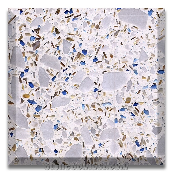 Console Natural Wall Stone Tile Terrazzo Slab For Floor