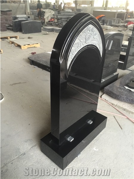 Black Granite Upright Headstone To US