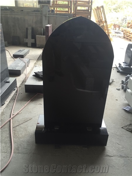 Black Granite Upright Headstone To US