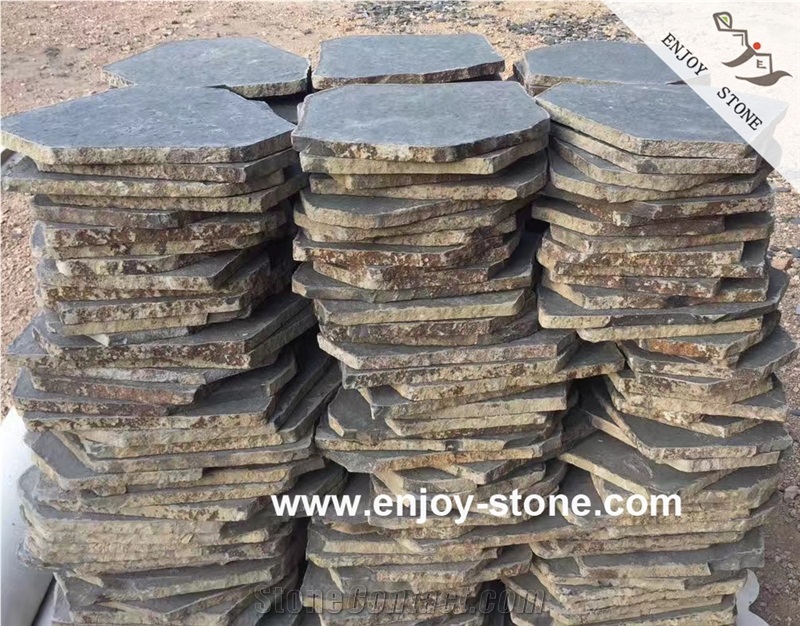 Black Basalt Flagstone/Crazy Pavers, Flamed Basalt