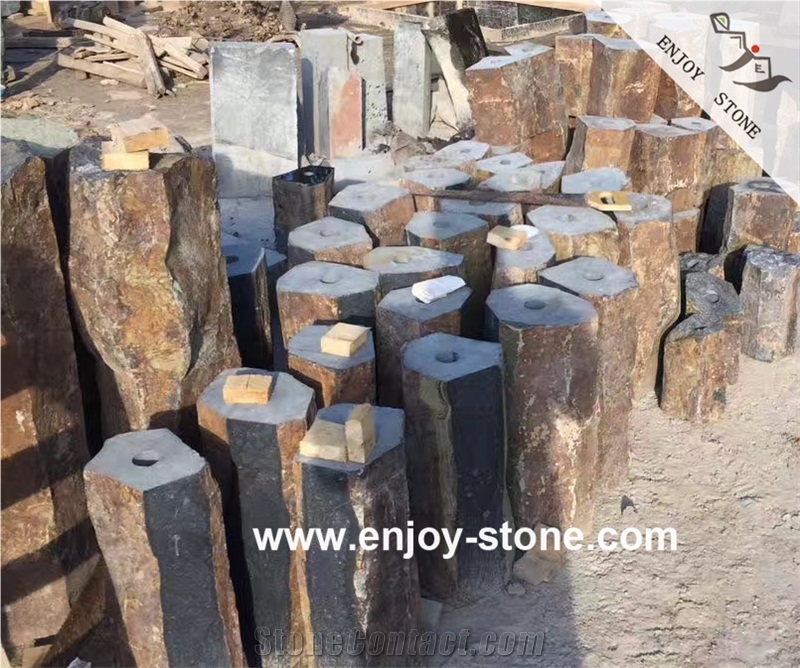 Black Basalt Palisade, Split Stone Pilllar/Stone Column,Garden Decor