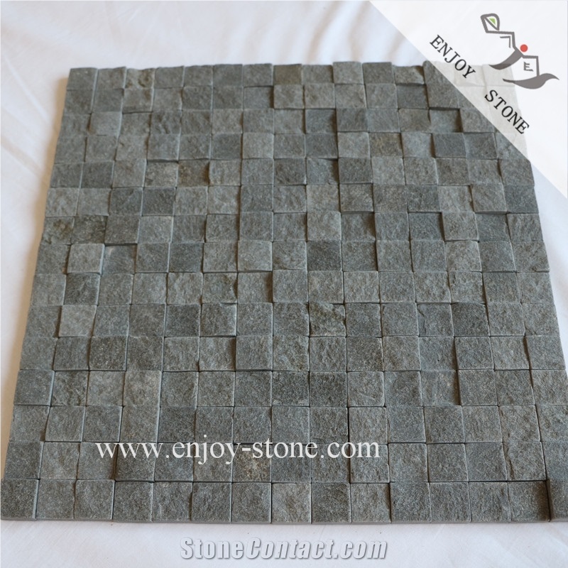 Grey Basalt Basket Wave Mosaic
