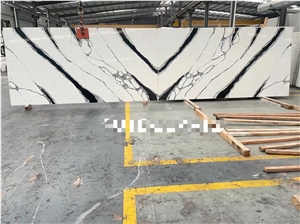 China Panda White Polished Quartz Engineered Stone Slabs