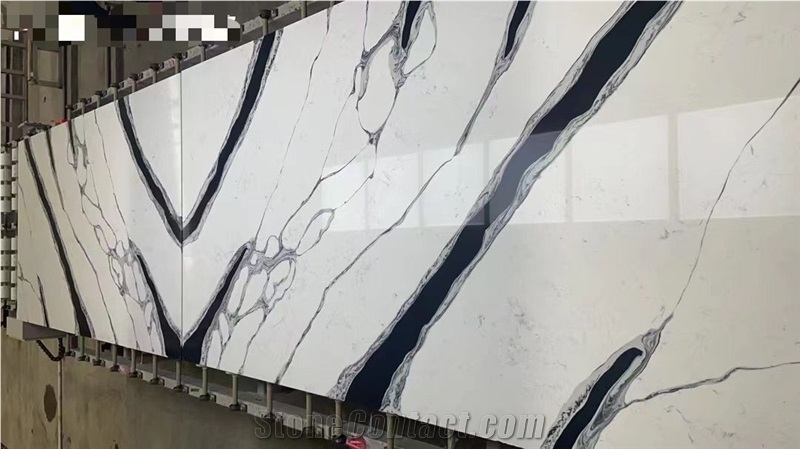 China Panda White Polished Quartz Engineered Stone Slabs