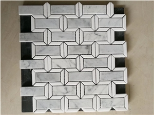 Waterjet Carrara White Marble Mosaic Tile