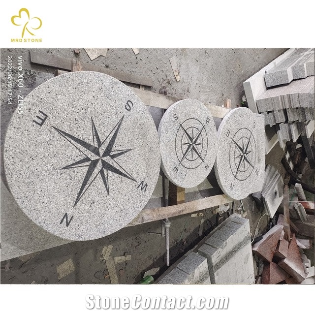 Grey Granite Landscaping Carving Compass Paver