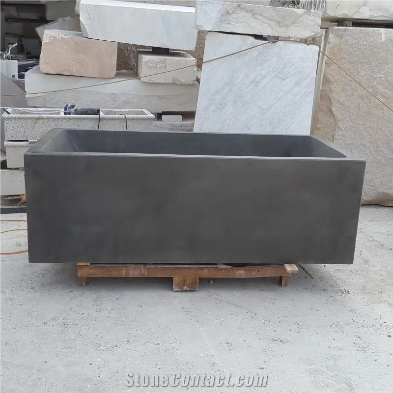 China Black Granite Chiseled And Polished Hotel Bathtub