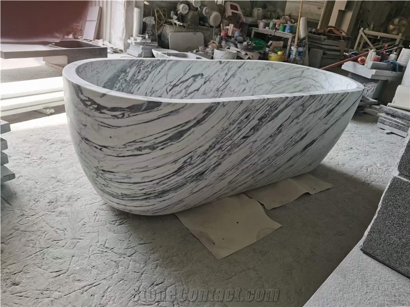 Greece Volakas White Marble Polished Hotel Bathtub
