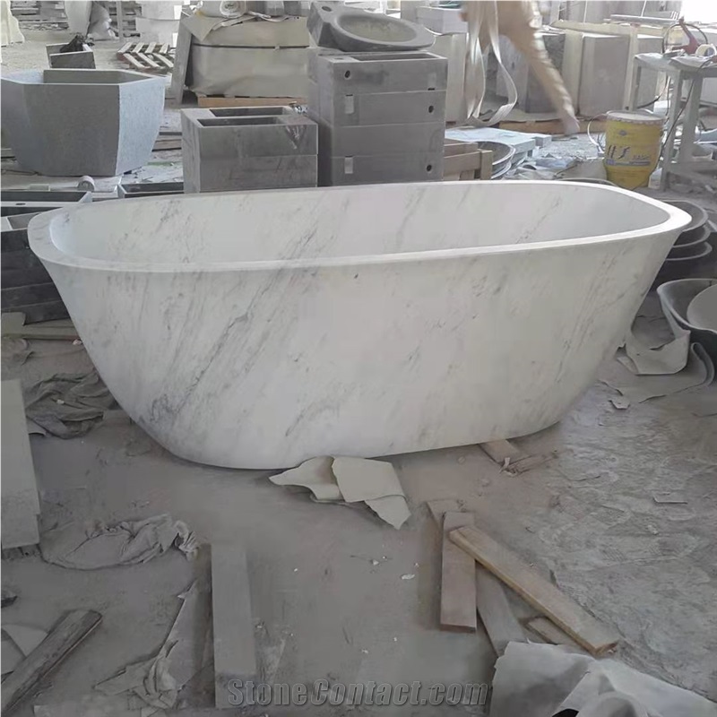 Italy Carrara White Marble Polished Hotel Bathtup