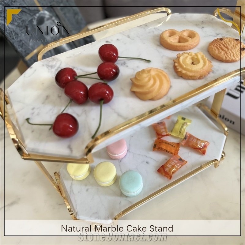 UNION DECO 2 Tier Tabletop Cupcake Stand Marble Cake Tray