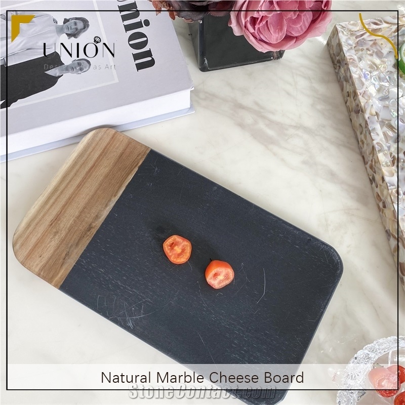 UNION DECO Black Marble And Wood Chopping Board Cheese Board