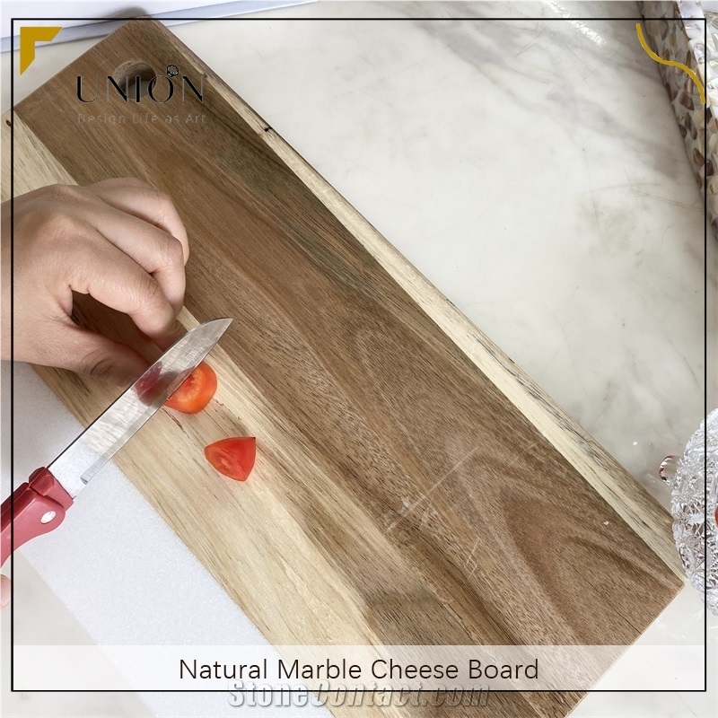 UNION DECO Marble And Wood Cheese Board  For Cheese Fruit