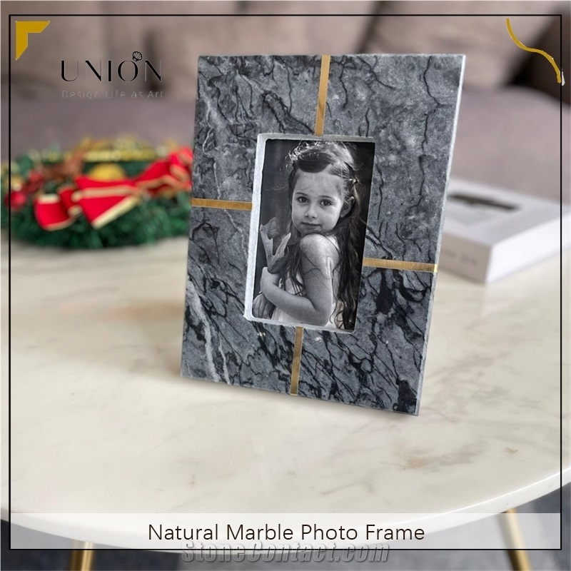 UNION DECO Natural Black Marble Photo Frame For Table Decor