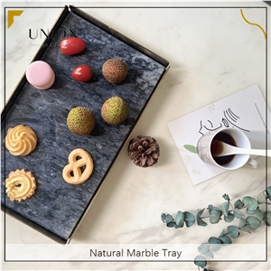 UNION DECO Natural Black Marble Tray Serving Tray For Food