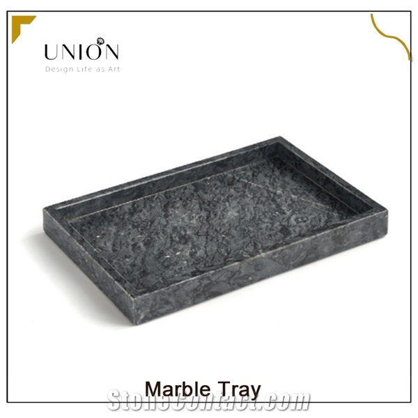 UNION DECO Natural Dark Grey Marble Tray Coffee Table Tray