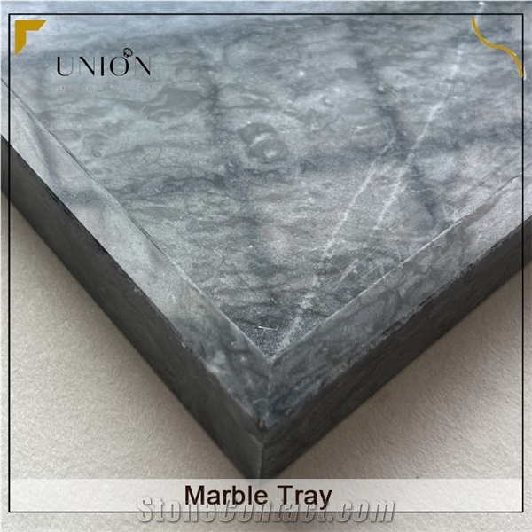 UNION DECO Natural Dark Grey Marble Tray Coffee Table Tray