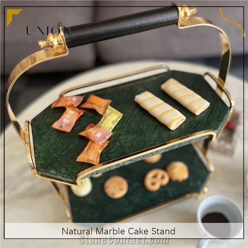 UNION DECO Natural Marble Cake Display Tray Cake Stand