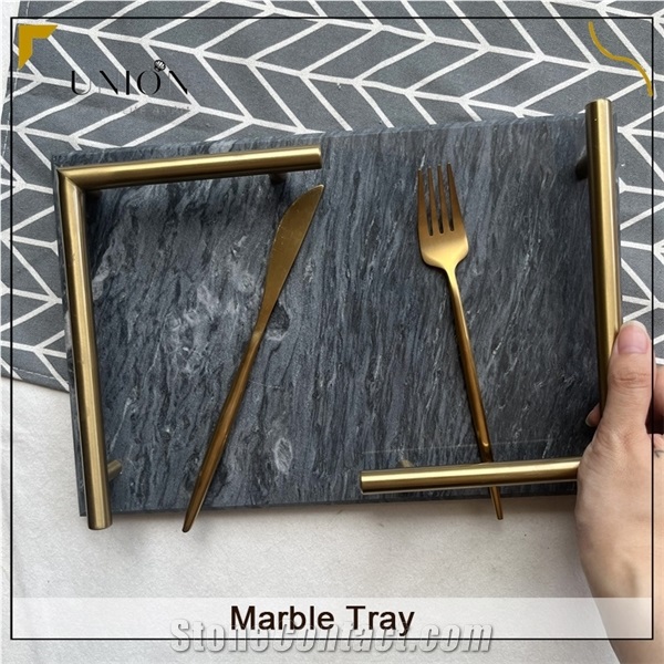 UNION DECO Rectangular Marble Tray Decorative Towel Tray