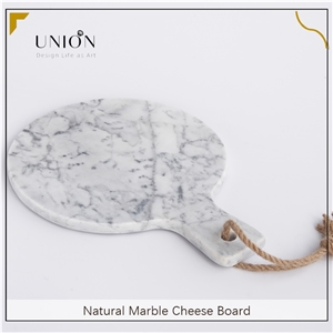 UNION DECO White Marble Round Cheese Board Cutting Board