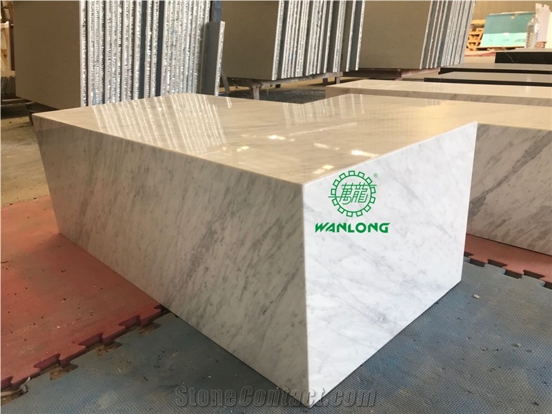 Carrara White Marble Aluminum Honeycomb Backed Tables, Furnitures