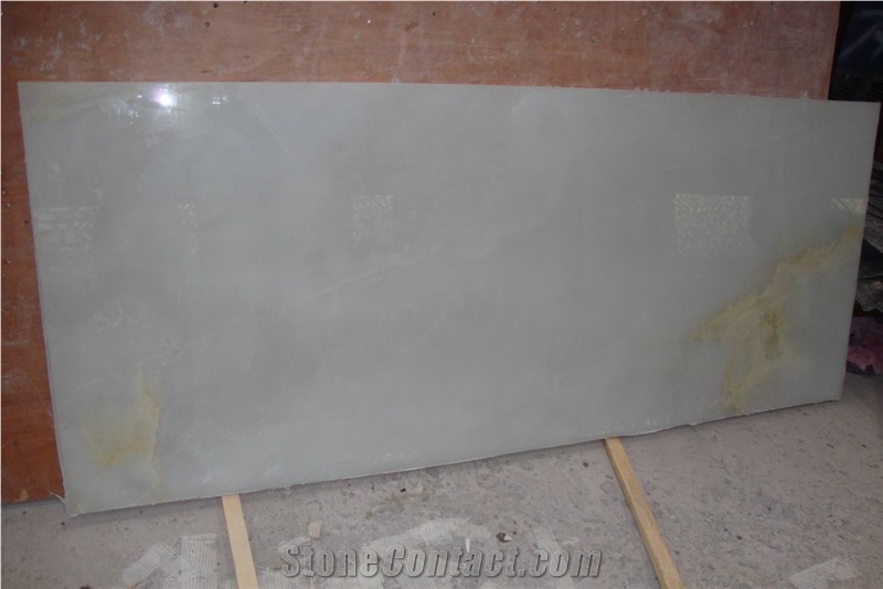 Translucent Glass Backed White Onyx For Background Panel