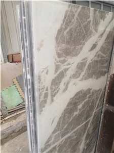 Translucent Italy Casual Gray Marble Backlit Glass Panels
