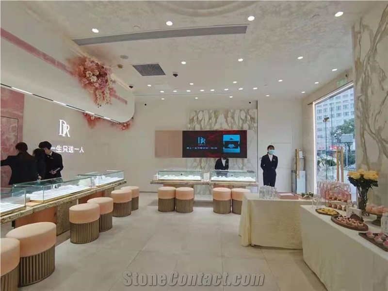 Translucent Pink Onyx Bakced Glass Panels For Ground Outdoor
