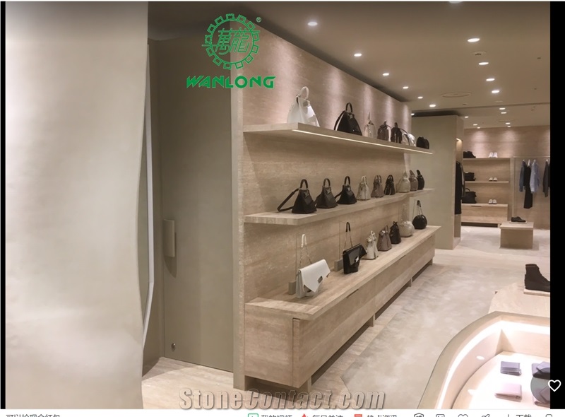 White Travertine Honeycomb Backed For Shoe Display