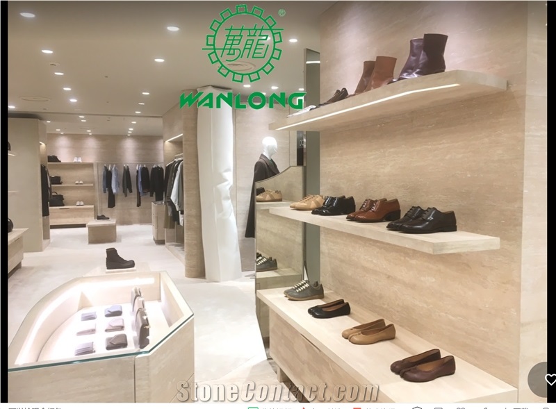 White Travertine Honeycomb Backed For Shoe Display
