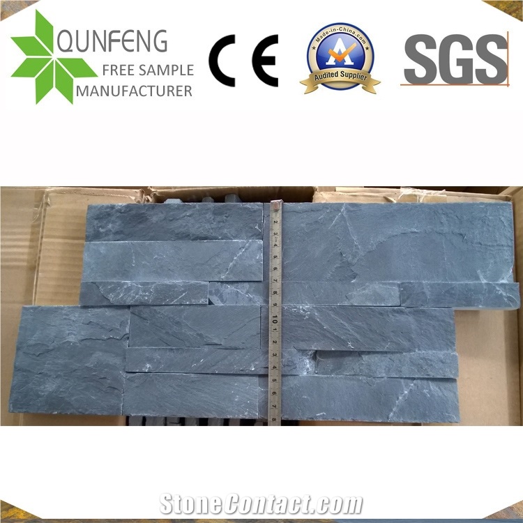 China 18*35CM Natural Black Stone Slate Wall Panel