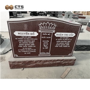 Red Cloud Veins Granite Headstone Markers Custom Shape