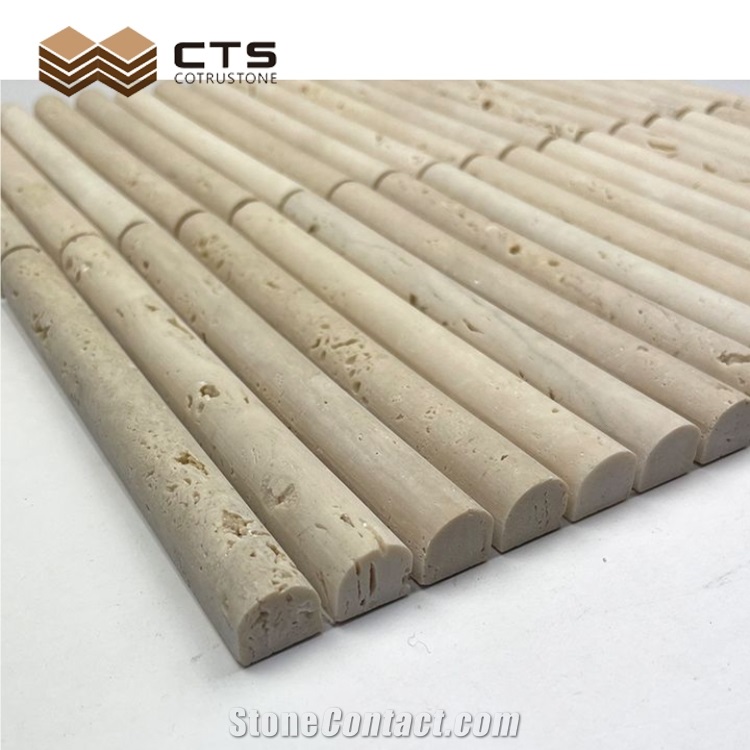 Travertine Linear Cylinder Mosaic Tile Interior Desgin Cheap