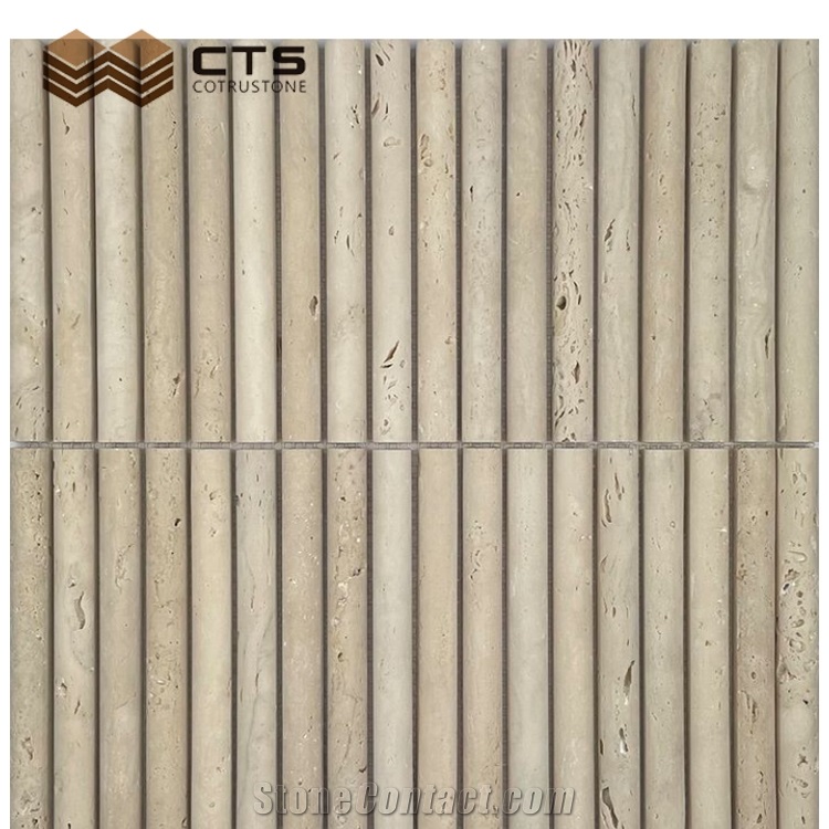 Travertine Linear Cylinder Mosaic Tile Interior Desgin Cheap