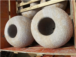 Beige Sandstone Flower Pots , Garden Planters