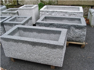 Gray Granite Flower Pot Garden Planters