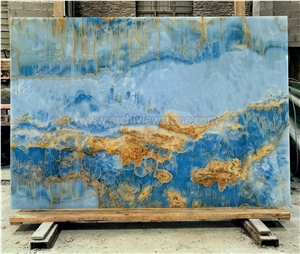 Backlit Onice Blue Jade Onyx Slabs