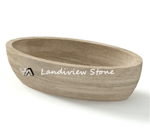 Beige Travertine Freestanding Bathtub