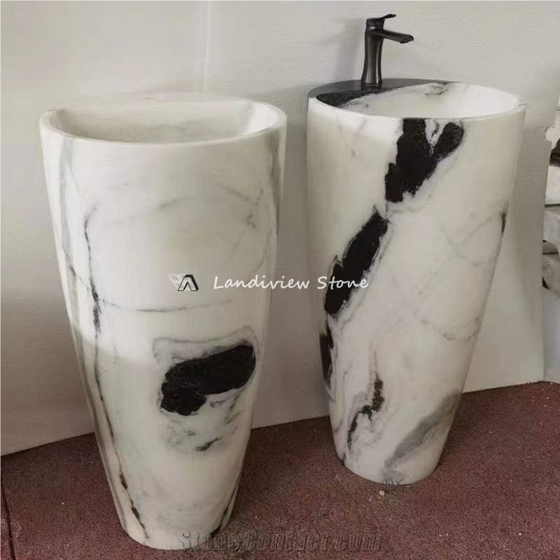 Black Nero Marquina Marble Freestanding Wash Basin