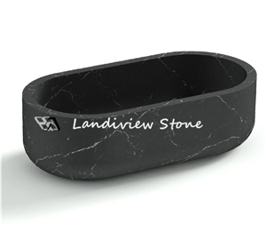 Freestanding Black Marble Bathtub