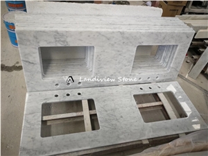 Italy Bianco Carrara White Marble Bathroom Vanity Top