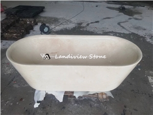 Luxury Cream Beige Marble Bathtub Freestanding