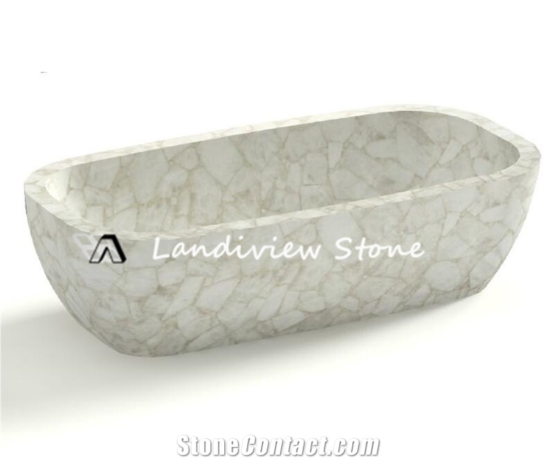 Luxury Free Standing Grey Marble Bathtub