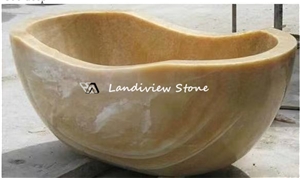 Luxury Hotel Honey Yellow Onyx Bathtub Freestanding