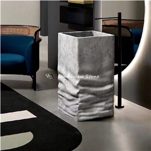 Luxury White Marble Stone Freestanding Sink Hotel Wash Basin