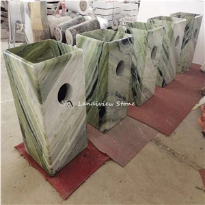 Natural Stone Jade Green Marble Sink Freestanding Basin