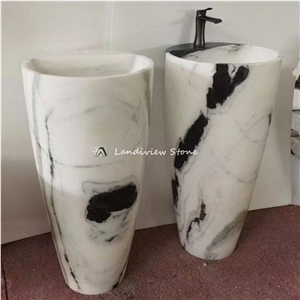 Natural Stone Panda White Marble Basin Washroom Sink
