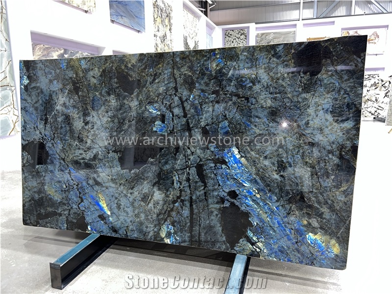 New Polished Lemurian Blue Granite Slabs