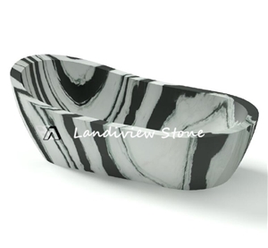 Panda White Marble Freestanding Bath Tub
