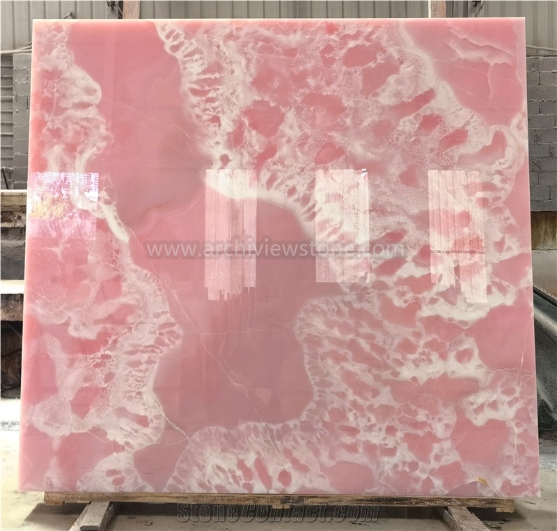Polished MGT Pink Onyx Slabs For Wall Panels