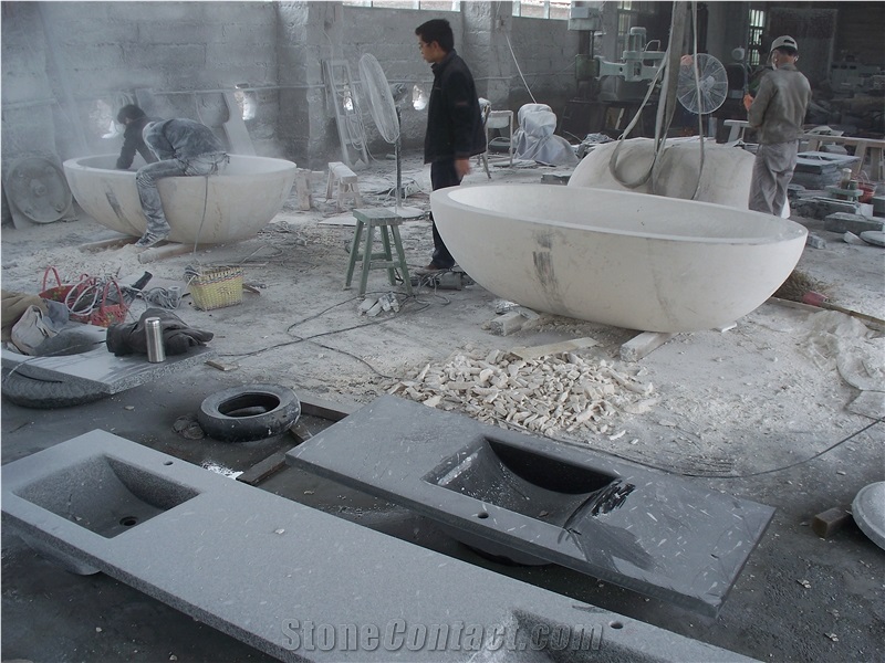 Quality Portugal Beige Limestone Freestand Bathtub